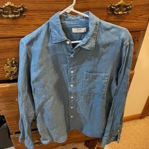 Men Linen Long Sleeve Shirt Medium